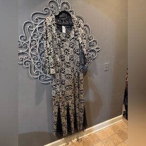 NWT women’s plus 2 pc gold black lace special occaison dress jacket sz 2x